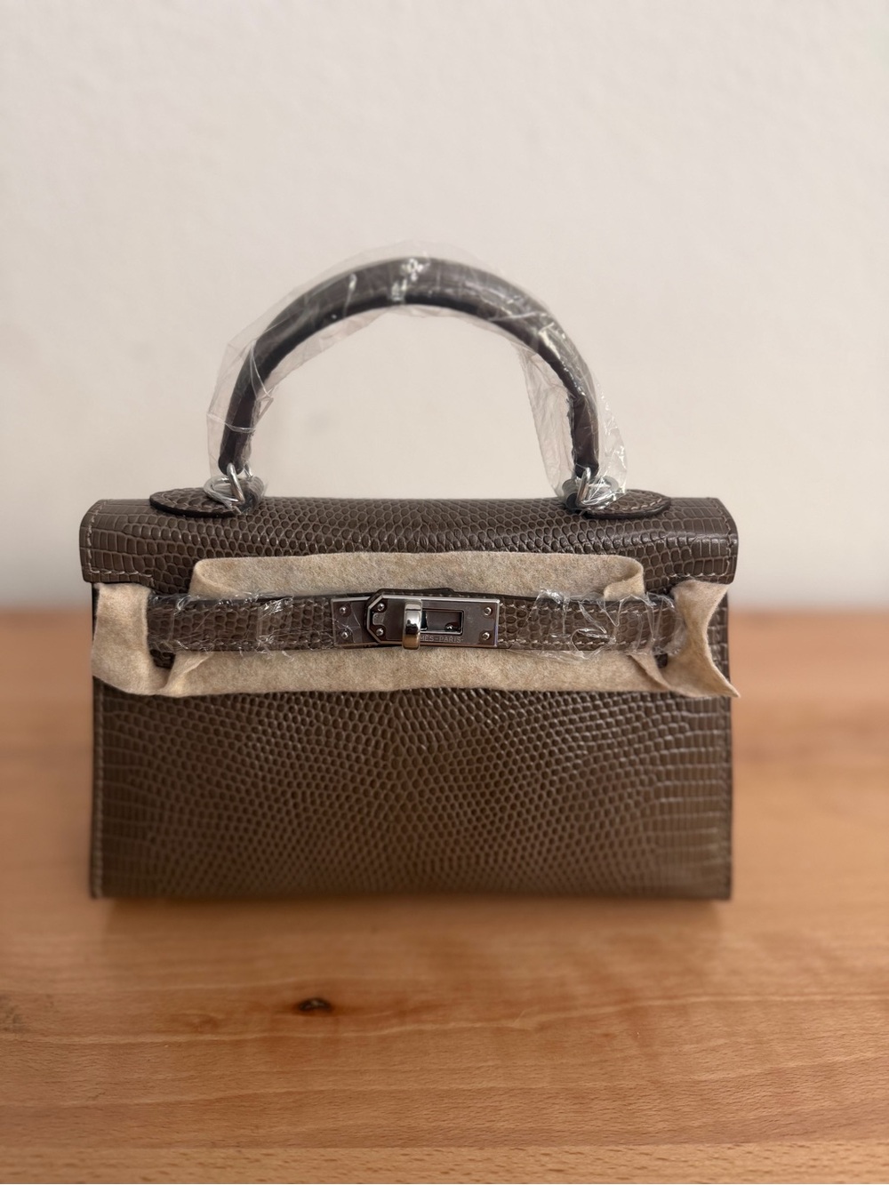 Mini Kelly II 20 PHW embossed lizard cocoa mocha sellier